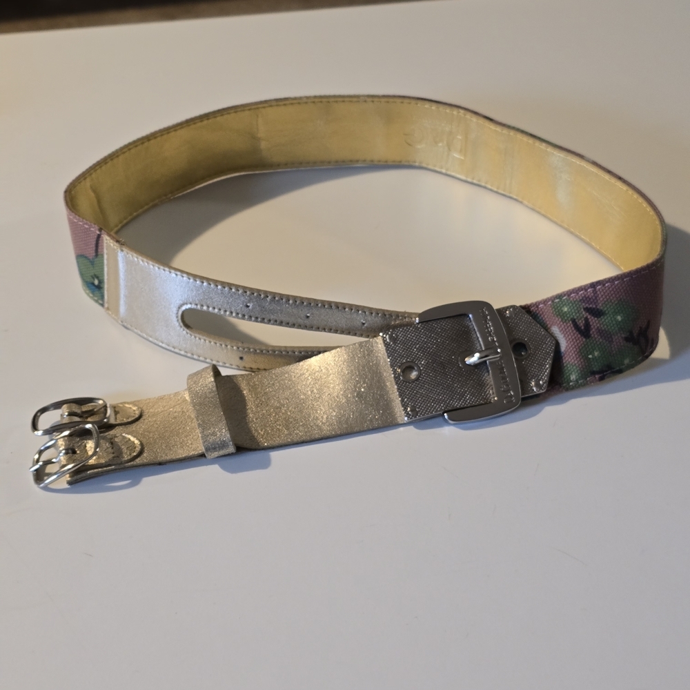 Dolce & Gabbana Metallic Silver Belt with Green Details